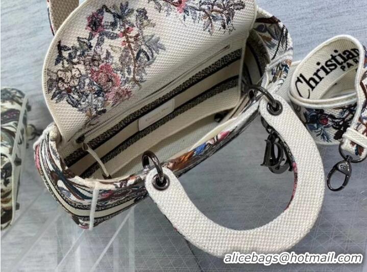 Top Quality MEDIUM LADY D-LITE BAG Ecru Multicolor Dior Jardin d Hiver Embroidery M0565BRWD