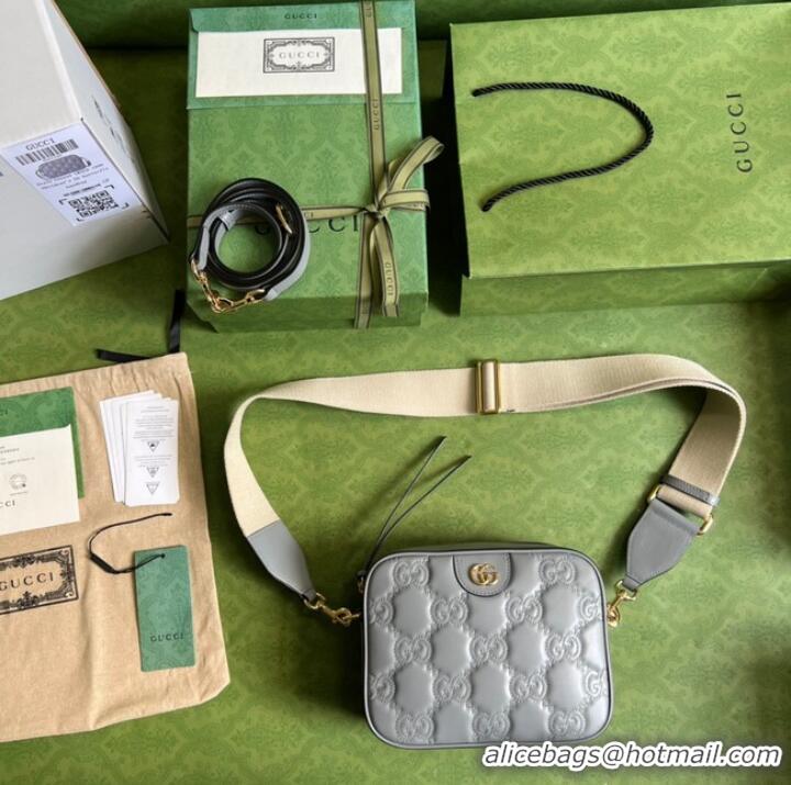 Pretty Style Gucci GG Matelasse leather shoulder bag 702234 Dusty grey