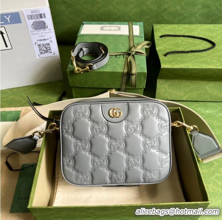 Pretty Style Gucci GG Matelasse leather shoulder bag 702234 Dusty grey