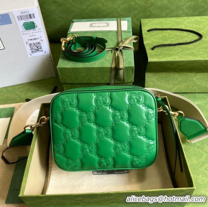 Original Cheap Gucci GG Matelasse leather shoulder bag 702234 Bright green