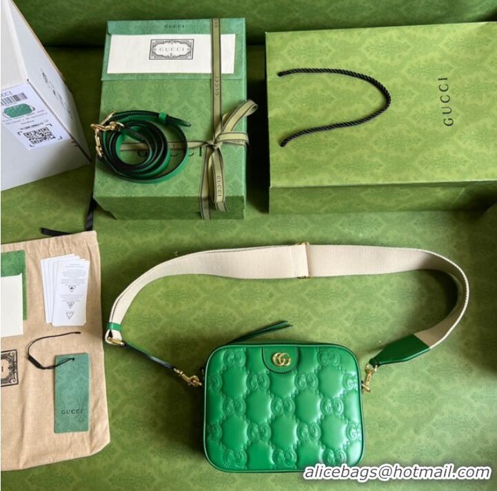 Original Cheap Gucci GG Matelasse leather shoulder bag 702234 Bright green