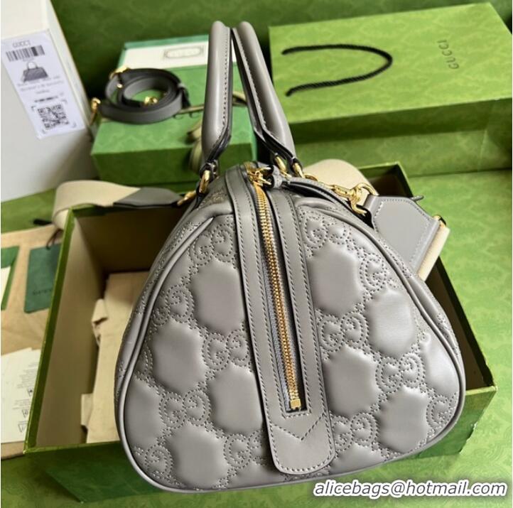 Good Quality Gucci GG Matelasse leather top handle bag 702242 Dusty grey