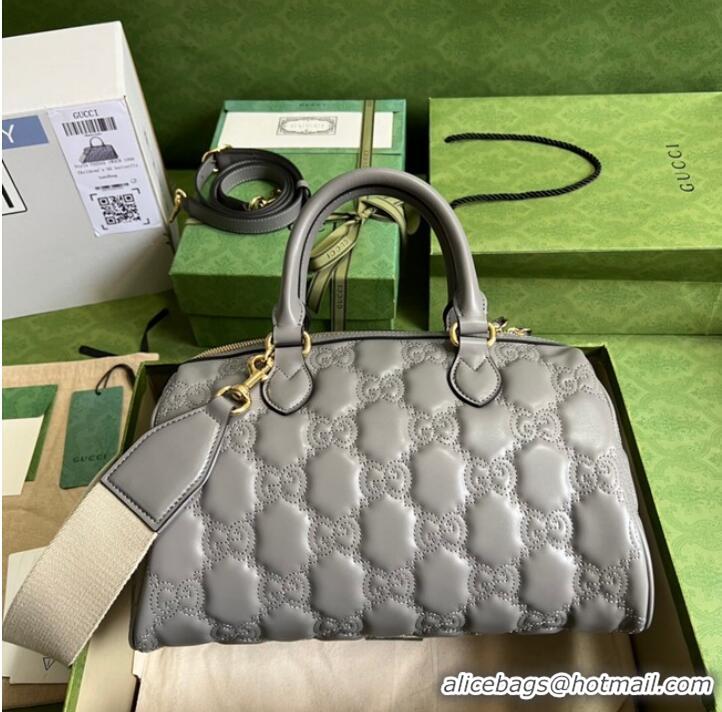 Good Quality Gucci GG Matelasse leather top handle bag 702242 Dusty grey