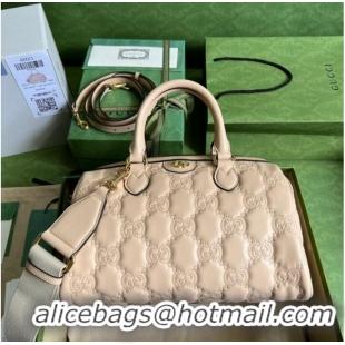 Famous Brand Gucci GG Matelasse leather top handle bag 702242 Beige