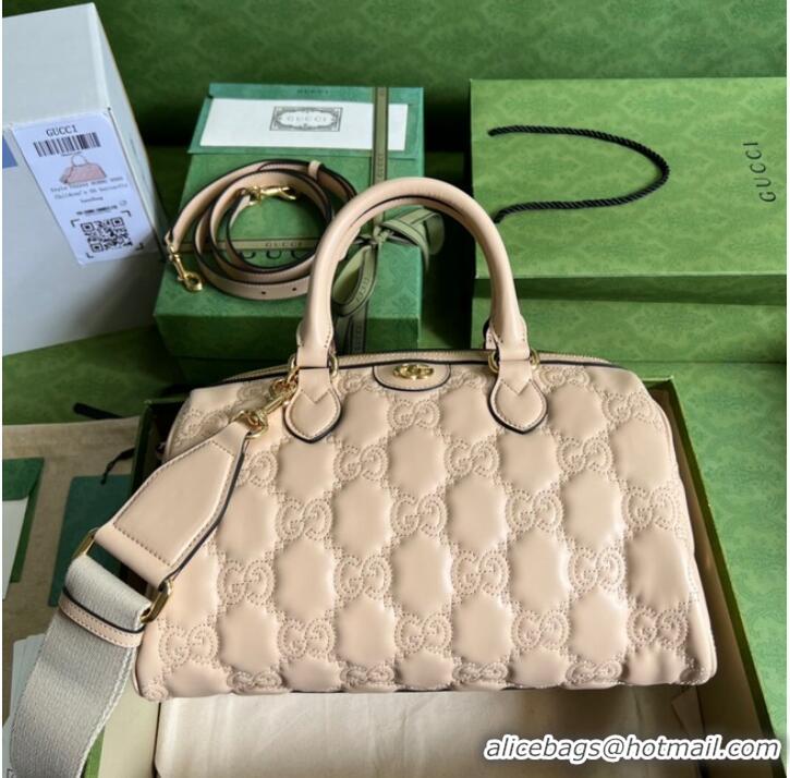 Famous Brand Gucci GG Matelasse leather top handle bag 702242 Beige