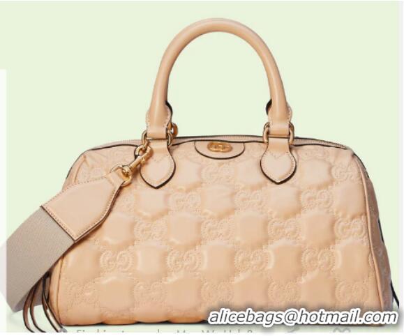 Famous Brand Gucci GG Matelasse leather top handle bag 702242 Beige