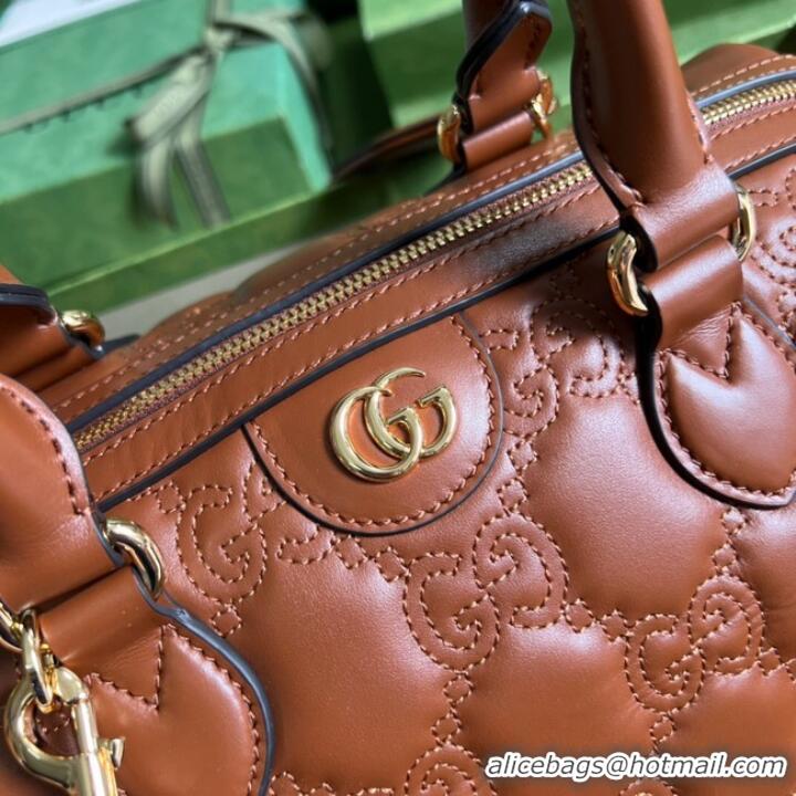 Affordable Price Gucci GG Matelasse leather top handle bag 702242 Light brown