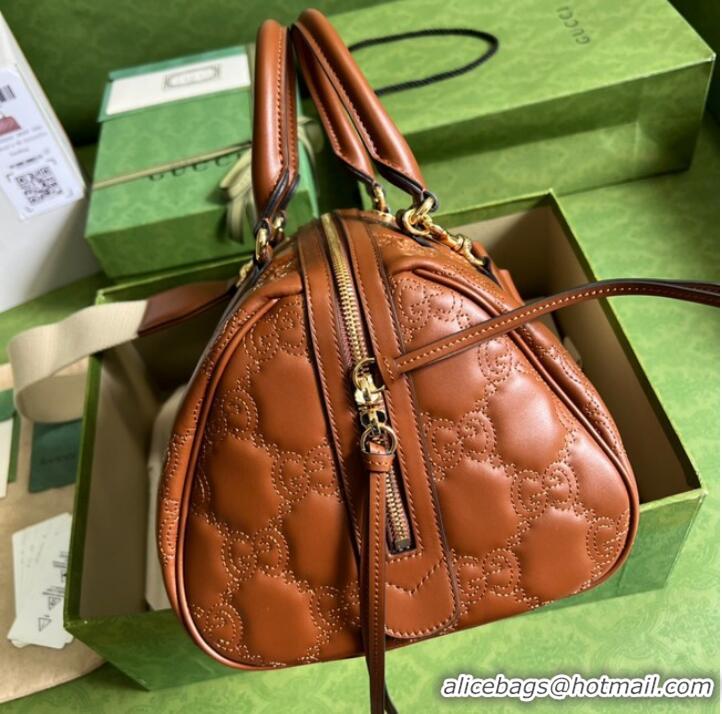 Affordable Price Gucci GG Matelasse leather top handle bag 702242 Light brown