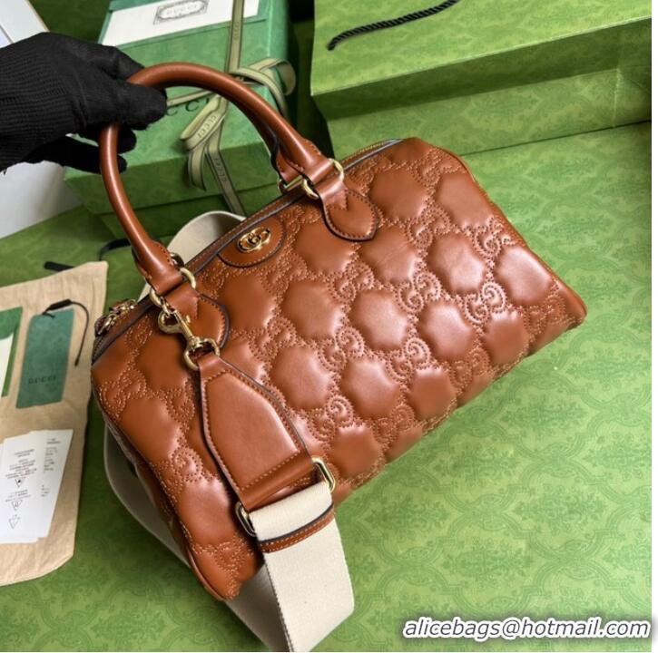 Affordable Price Gucci GG Matelasse leather top handle bag 702242 Light brown