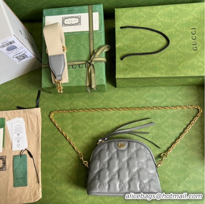 Cheapest Gucci GG Matelasse leather shoulder bag 702229 Dusty grey