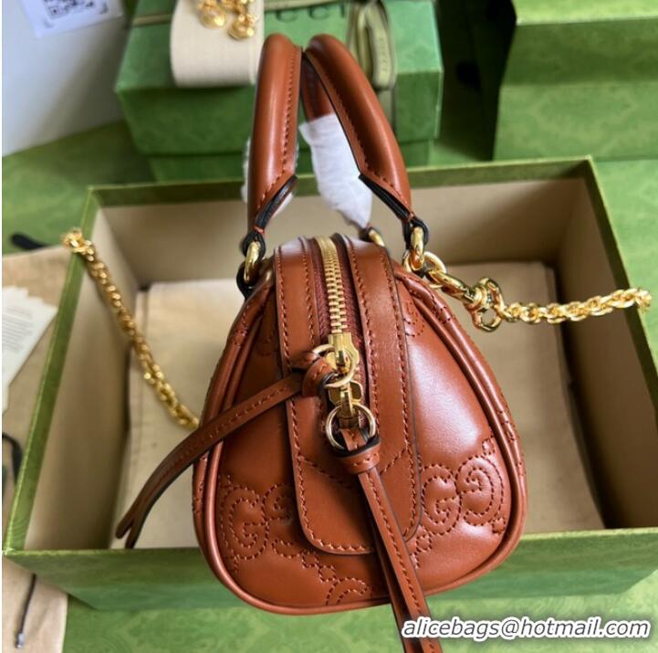 Buy Cheapest Gucci GG Matelasse leather top handle bag 702251 Light brown