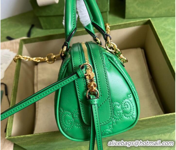 Classic Best Gucci GG Matelasse leather top handle bag 702251 Bright green