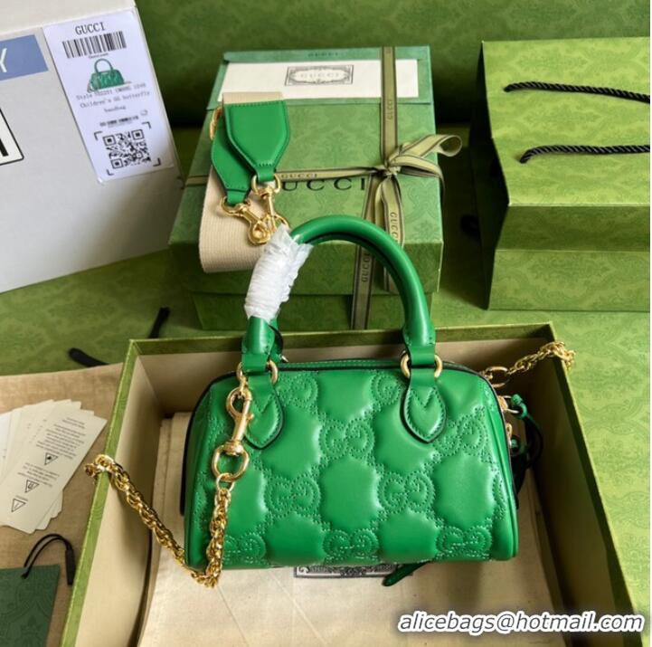 Classic Best Gucci GG Matelasse leather top handle bag 702251 Bright green