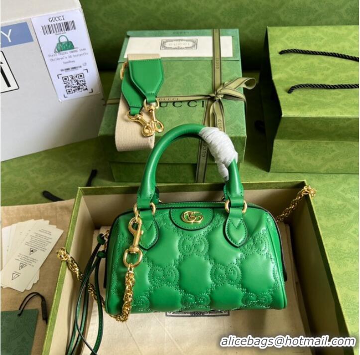 Classic Best Gucci GG Matelasse leather top handle bag 702251 Bright green