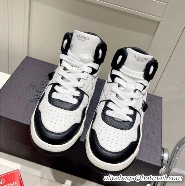 Most Popular Valentino One Stud High-Top Nappa Sneakers White/Black 062530