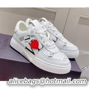 Discount Valentino VLTN Calfskin Low-top Sneakers White/Love 062538