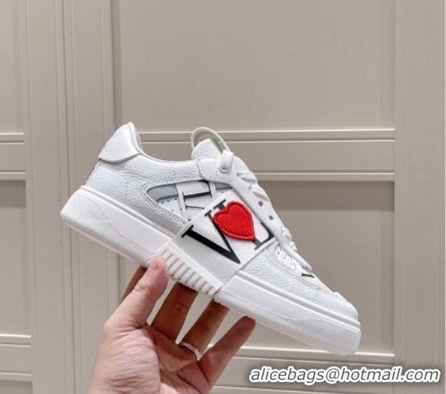 Discount Valentino VLTN Calfskin Low-top Sneakers White/Love 062538