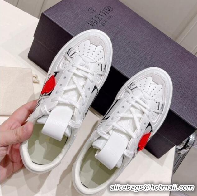 Discount Valentino VLTN Calfskin Low-top Sneakers White/Love 062538