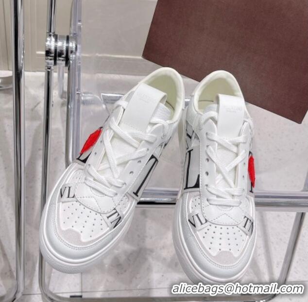 Discount Valentino VLTN Calfskin Low-top Sneakers White/Love 062538