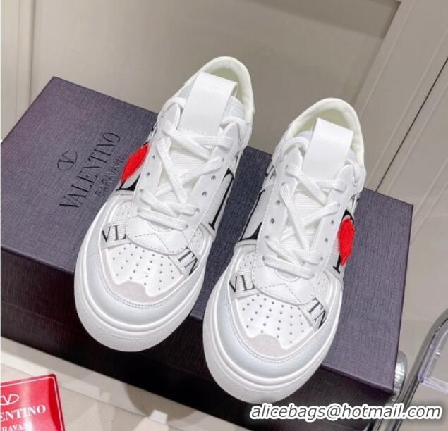 Discount Valentino VLTN Calfskin Low-top Sneakers White/Love 062538