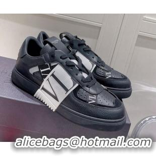 Shop Duplicate Valentino VLTN Calfskin Low-top Sneakers Black/grey 062545