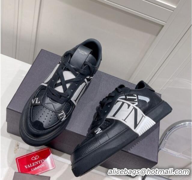 Shop Duplicate Valentino VLTN Calfskin Low-top Sneakers Black/grey 062545