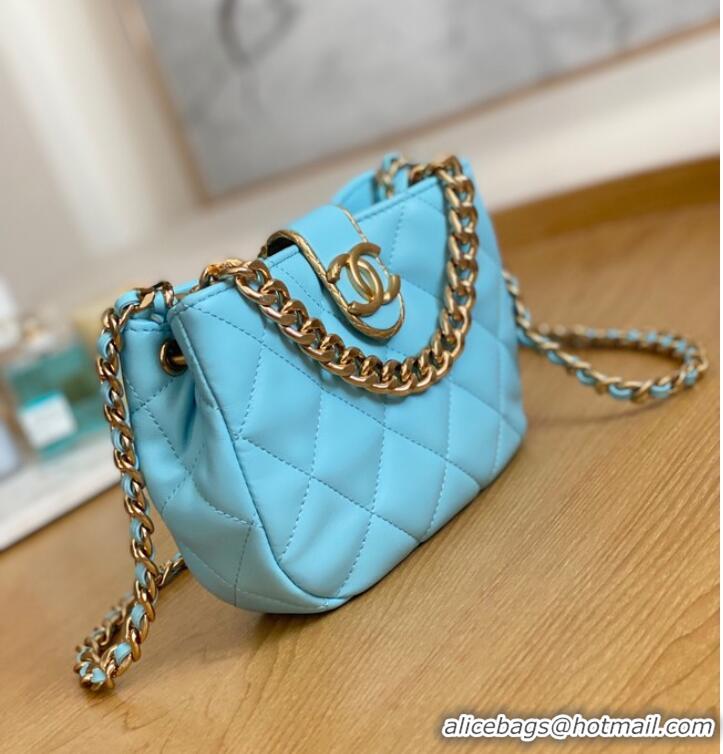 Grade Promotional Chanel SMALL HOBO BAG AS3475 Light Blue