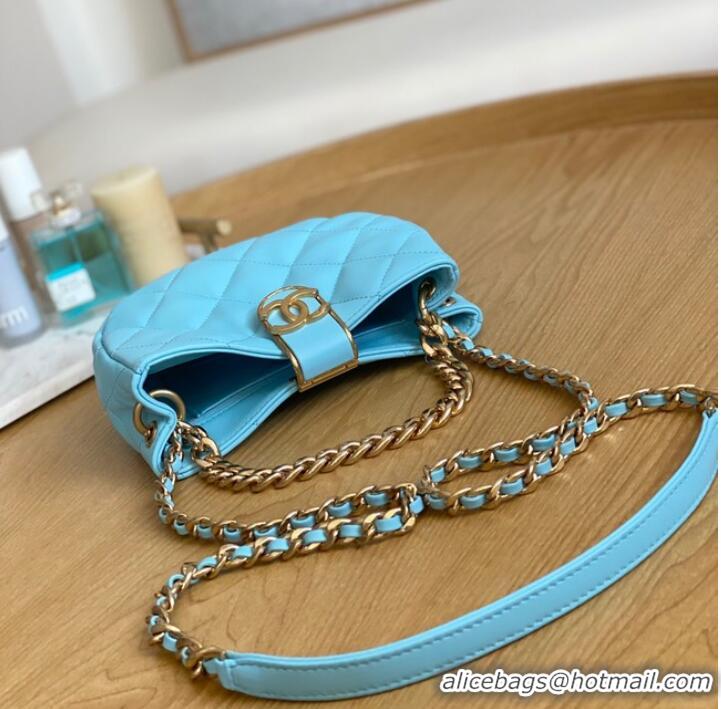 Grade Promotional Chanel SMALL HOBO BAG AS3475 Light Blue