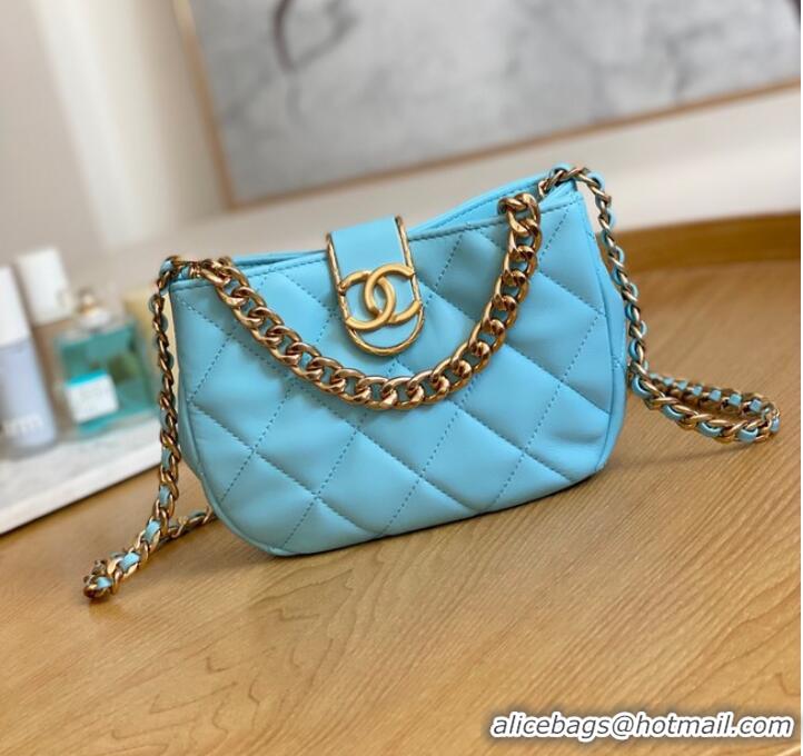 Grade Promotional Chanel SMALL HOBO BAG AS3475 Light Blue