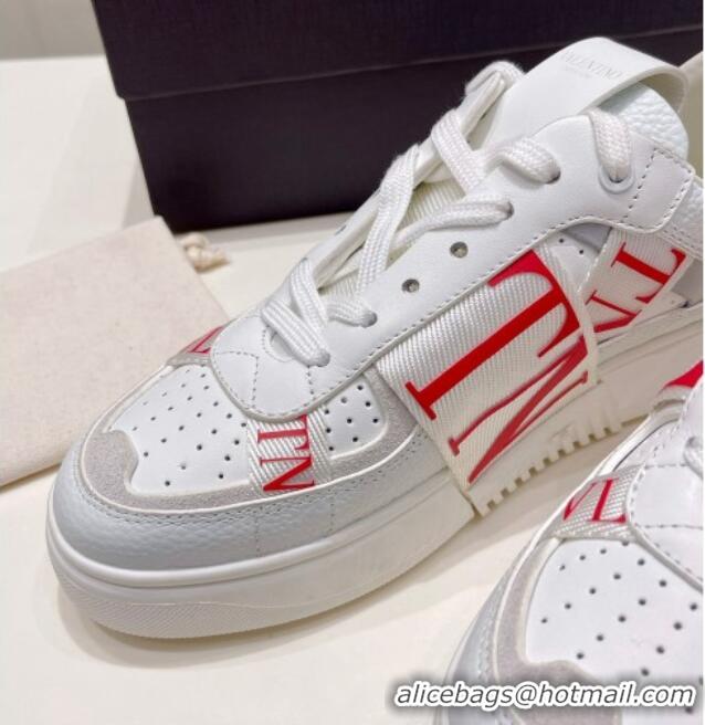 Luxury Valentino VLTN Calfskin Low-top Sneakers White/Red 062552