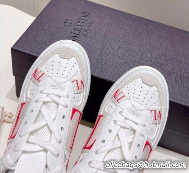 Luxury Valentino VLTN Calfskin Low-top Sneakers White/Red 062552