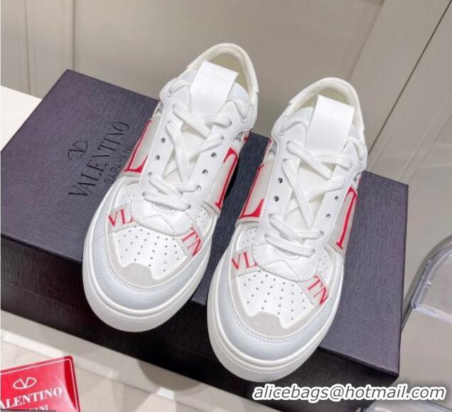 Luxury Valentino VLTN Calfskin Low-top Sneakers White/Red 062552