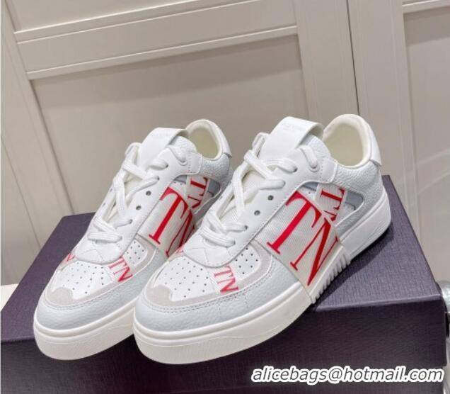 Luxury Valentino VLTN Calfskin Low-top Sneakers White/Red 062552