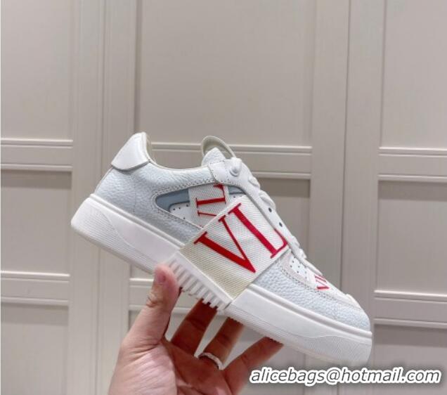 Luxury Valentino VLTN Calfskin Low-top Sneakers White/Red 062552