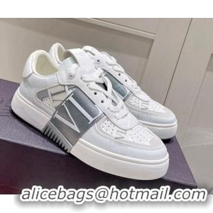 Good Quality Valentino VLTN Calfskin Low-top Sneakers White/Grey 062554