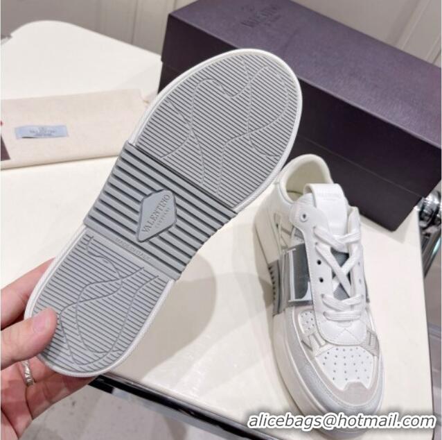 Good Quality Valentino VLTN Calfskin Low-top Sneakers White/Grey 062554