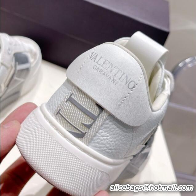 Good Quality Valentino VLTN Calfskin Low-top Sneakers White/Grey 062554