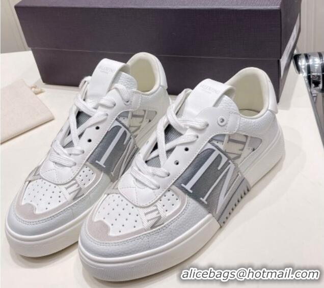 Good Quality Valentino VLTN Calfskin Low-top Sneakers White/Grey 062554