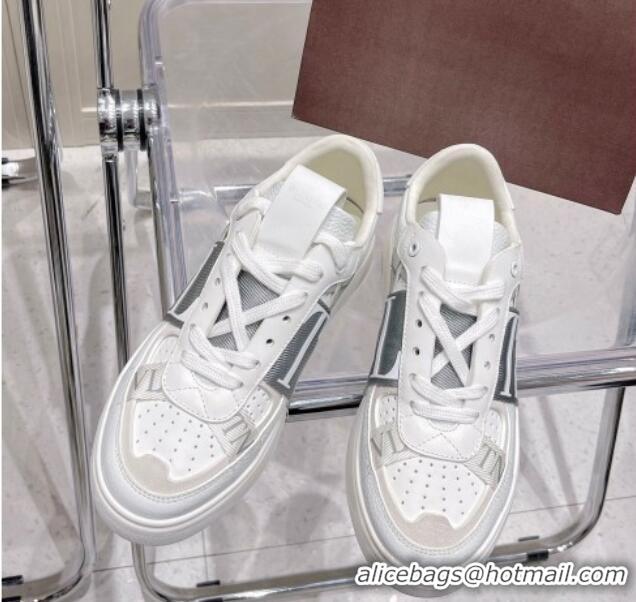 Good Quality Valentino VLTN Calfskin Low-top Sneakers White/Grey 062554