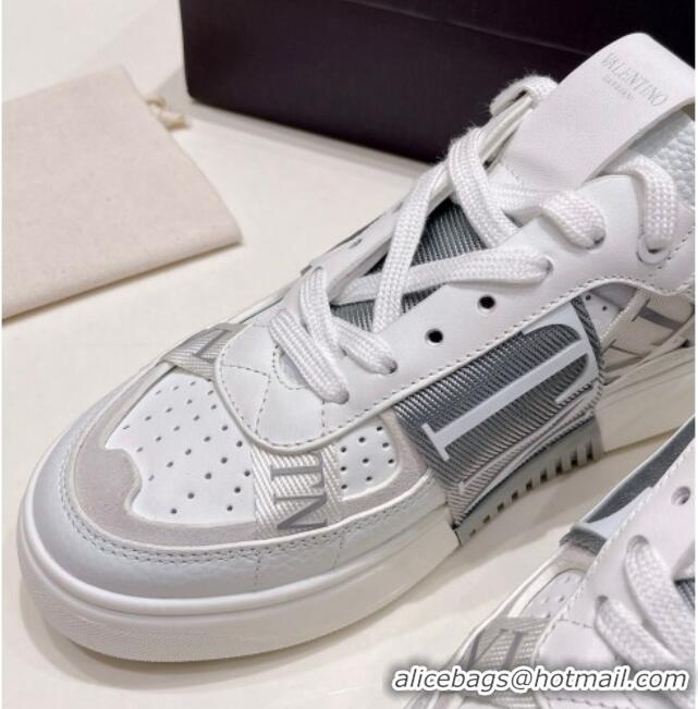 Good Quality Valentino VLTN Calfskin Low-top Sneakers White/Grey 062554