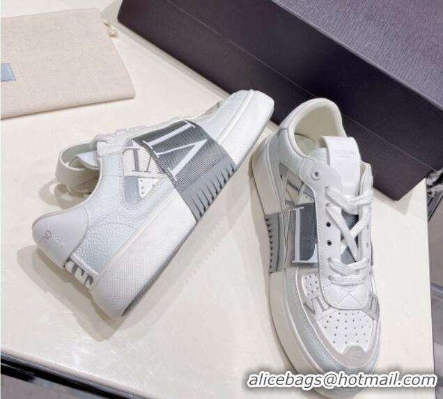 Good Quality Valentino VLTN Calfskin Low-top Sneakers White/Grey 062554