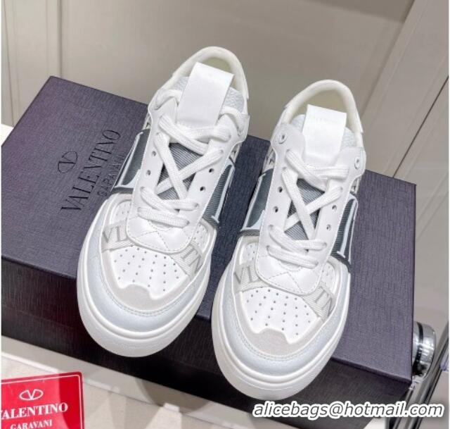 Good Quality Valentino VLTN Calfskin Low-top Sneakers White/Grey 062554