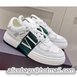 Good Quality Valentino VLTN Calfskin Low-top Sneakers White/Green 062555