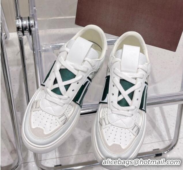 Good Quality Valentino VLTN Calfskin Low-top Sneakers White/Green 062555