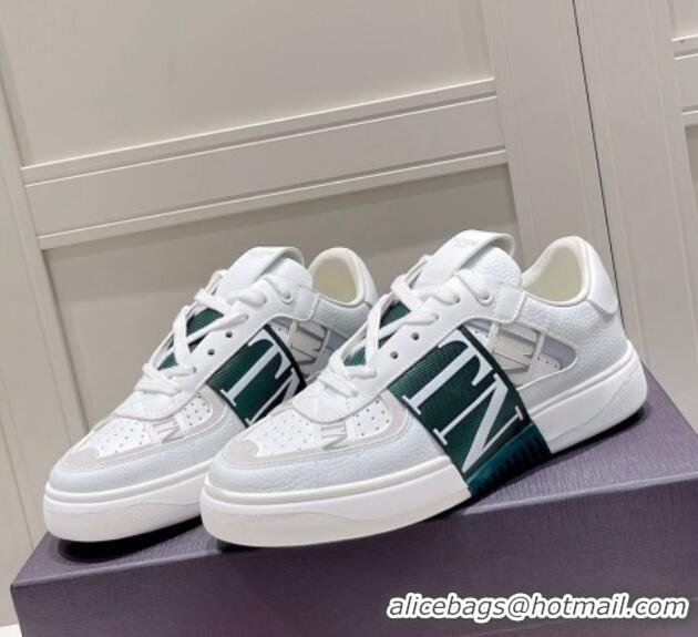 Good Quality Valentino VLTN Calfskin Low-top Sneakers White/Green 062555