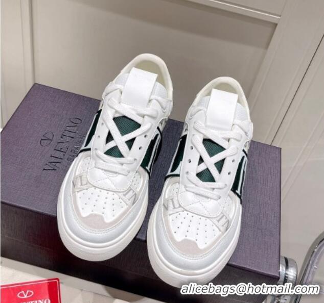 Good Quality Valentino VLTN Calfskin Low-top Sneakers White/Green 062555