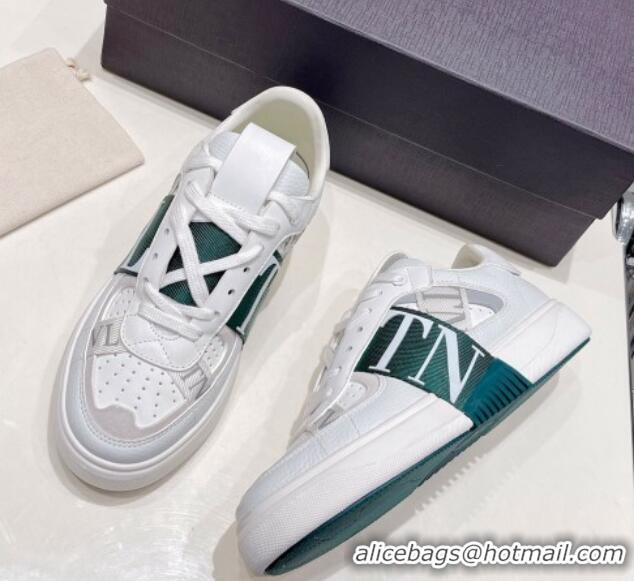 Good Quality Valentino VLTN Calfskin Low-top Sneakers White/Green 062555