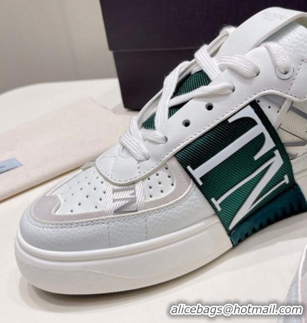 Good Quality Valentino VLTN Calfskin Low-top Sneakers White/Green 062555