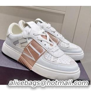 Best Product Valentino VLTN Calfskin Low-top Sneakers White/Apricot 062556