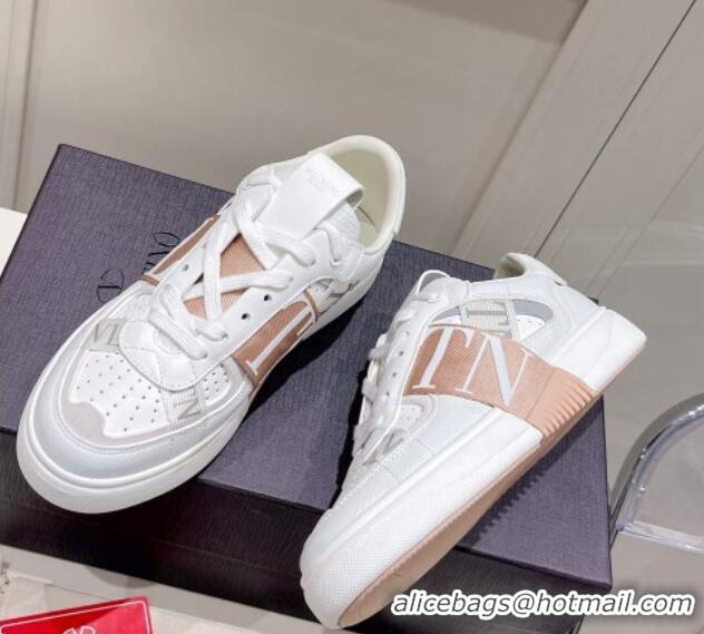 Best Product Valentino VLTN Calfskin Low-top Sneakers White/Apricot 062556